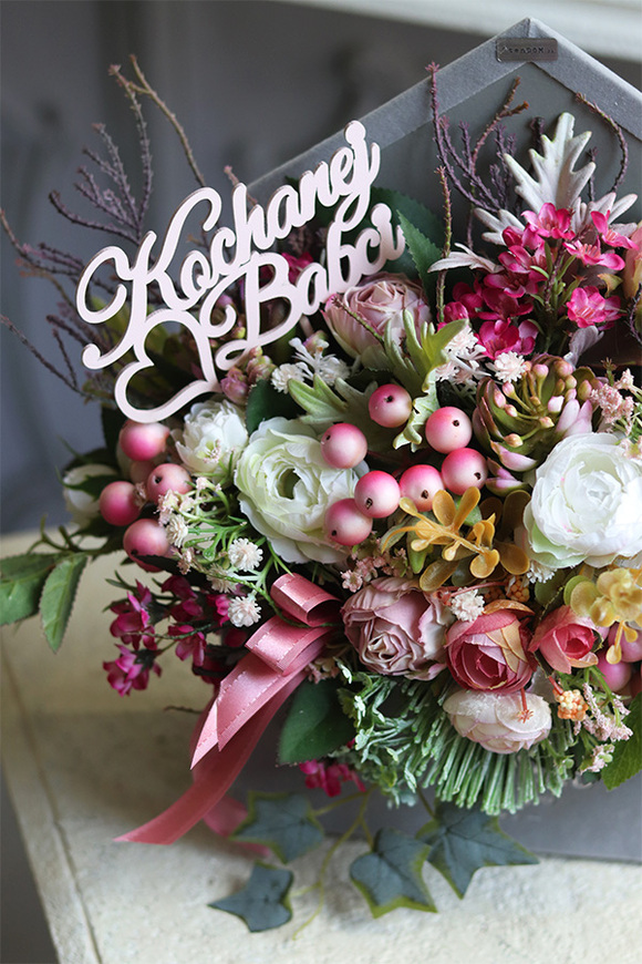 Dzień Babci i Dziadka, Koperto Ludia, flowerbox, wym.30x35cm