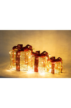 Christmas Gift B, świąteczne prezenty dekoracja LED, kpl.3szt