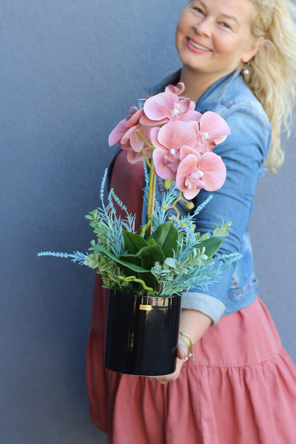 Cherry Me, gumowy storczyk w czarnej donicy