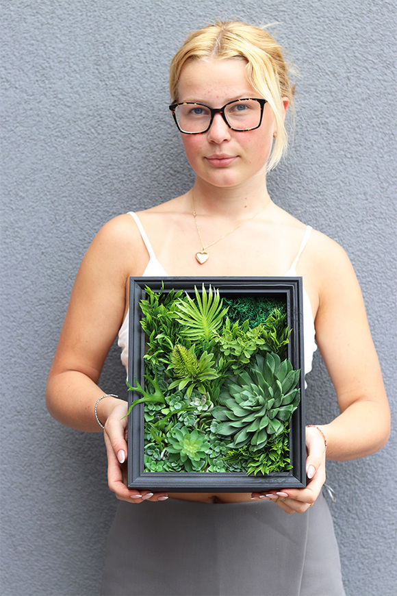 Sukulenty Black Frame, czarna jednostronna rama