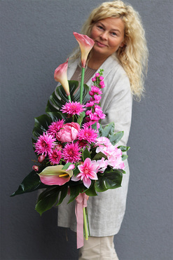 wiązanka nagrobna, Pink Lady, dł.70cm 