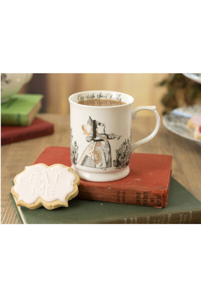 Alice in Wonderland, kubek porcelanowy, królik i królowa