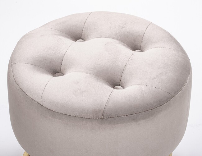 Bentota, welurowa pufa z metalową podstawą, kremowa, kpl.2szt 