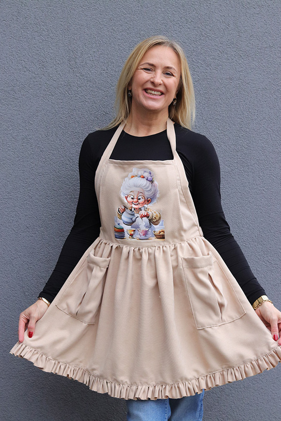 Christmas Kitchen, świąteczny fartuch kuchenny, beżowy