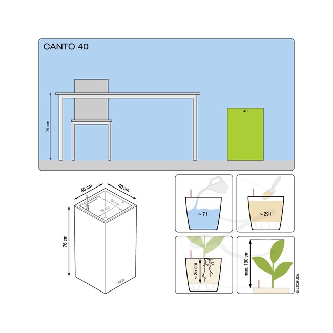 Canto Premium, doniczka z nawadnianiem, biała