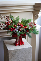 Kokarda Czerwień, świąteczny stroik w kokardzie	