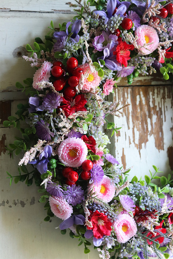 atrakcyjny wianek kwiatowy, Gefra, śr.39cm 