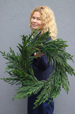 Cipris, świąteczny wianek dekoracyjny zielony, śr.60cm