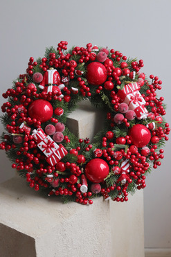 OD RĘKI Prezentowy, świąteczny wianek dekoracyjny, śr.45cm