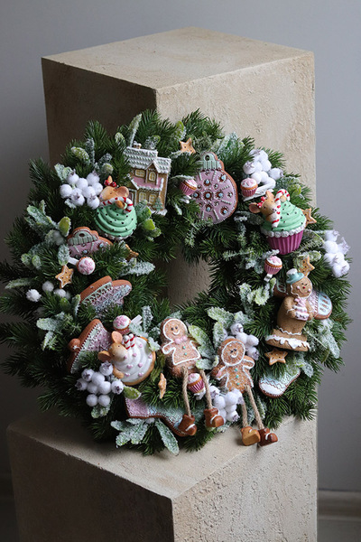 Sweet Christmas, pastelowy wianek świąteczny