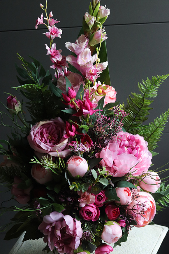 Teofila Pink Doris, bukiet nagrobny we wkładzie do wazonu