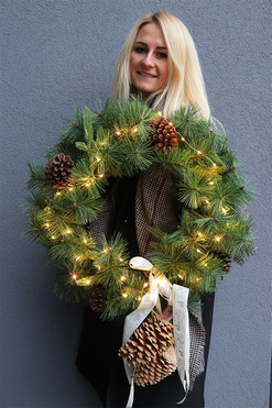 Simple Christmas, świąteczny wianek sosnowy, śr.60cm 