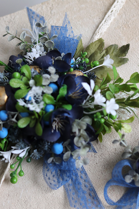 Boho Navy Blue, stroik / dekoracja do koszyczka wielkanocnego, rozp.22x15/8x9cm