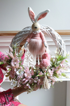 Sweet Spring, wielkanocny wianek dekoracyjny z zajączkiem, rozp.45cm 