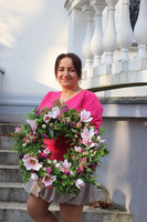 Pink Dilettina 2, wianek na drzwi z magnolią i szachownicą