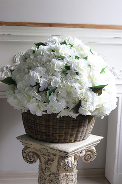 Prowansja Rattania, bogaty kosz z hortensjami, wym.58x63cm