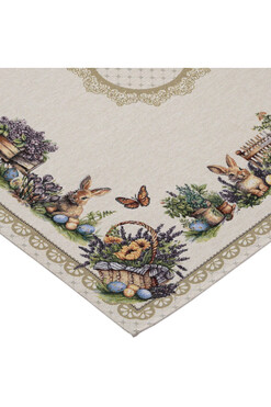 Bunny&Lavender Palace, wielkanocny obrus gobelinowy serweta, 98x98cm 