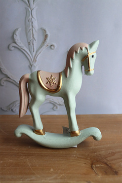 Konik na Biegunach Mint, figurka dekoracyjna, drewniana, wym.17x14.5cm