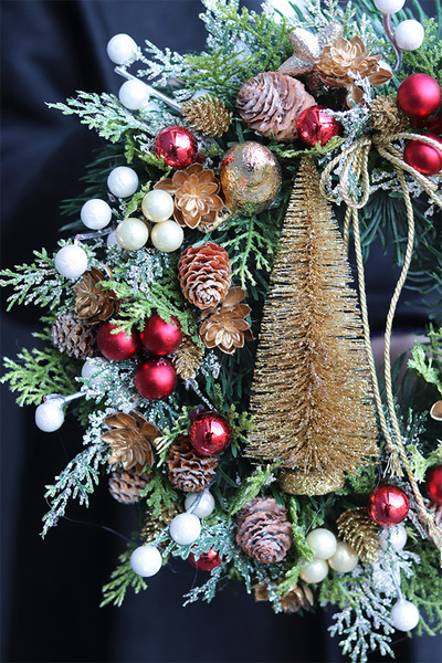 Choineczka, elegancki bożonarodzeniowy wianek, śr.28cm