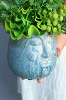 Kredina Twarzova, kompozycja Sukulenty w donicy z twarzą, wys.39cm