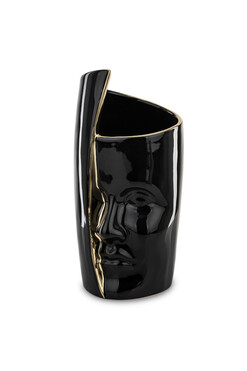 Personal Glamour, ceramiczny wazon z twarzą, czarny, wys.29cm