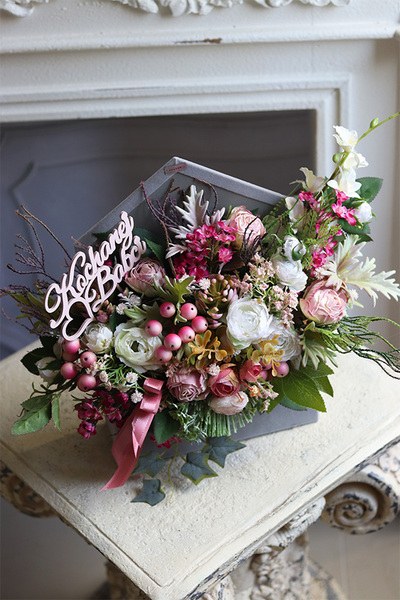 Dzień Babci i Dziadka, Koperto Ludia, flowerbox, wym.30x35cm