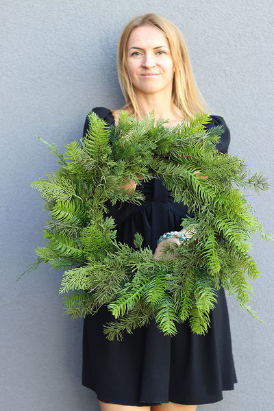  Iglak B, wysokiej jakości sztuczny wianek na drzwi, śr.50cm
