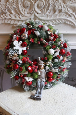 Happy Animal, świąteczny wianek z myszką, śr.37cm 