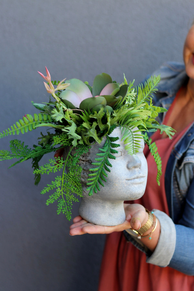 Tamara Head 2, kompozycja sukulenty w głowie