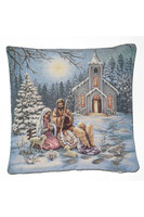 Zimowa Szopka, świąteczna poszewka gobelinowa dwustronna