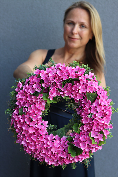 Pink Paradise, różowy wianek dekoracyjny,śr.43cm