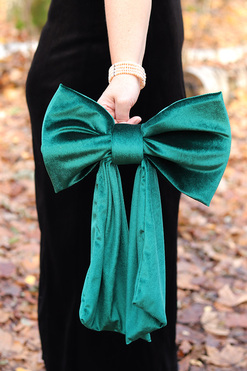 Velvet Papillon, pluszowa dekoracyjna kokarda, zielona, wym.30x50cm