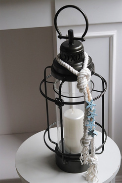 OD RĘKI Seaside Loft Modern, szklany lampion marynistyczny, wys.55cm