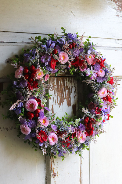 atrakcyjny wianek kwiatowy, Gefra, śr.39cm 