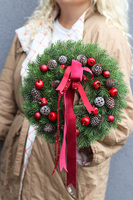 Czerwona Kokarda 2, wianek zimowo - bożonarodzeniowy
