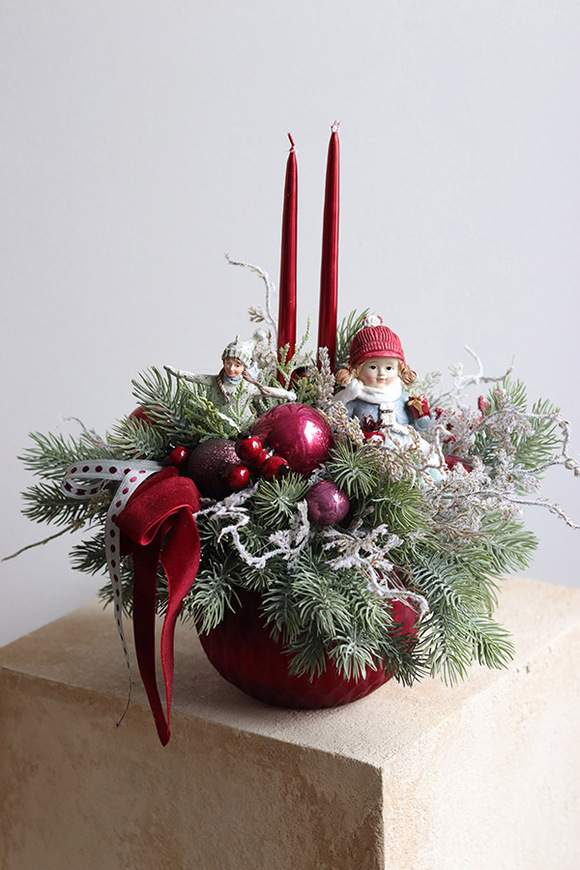 Bosco Christmas Lady, świąteczny stroik w szklanym naczyniu