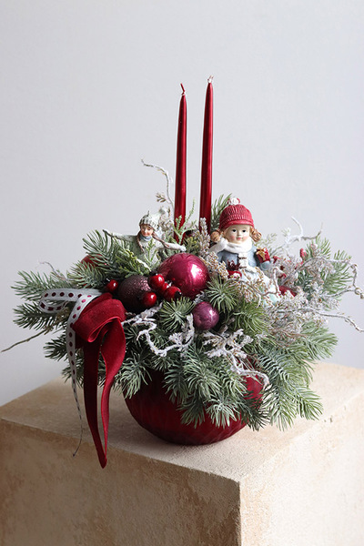 Bosco Christmas Lady, świąteczny stroik w szklanym naczyniu