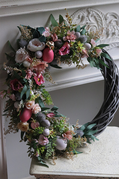 Green Canoe Pastels 3, asymetryczny wianek wielkanocny