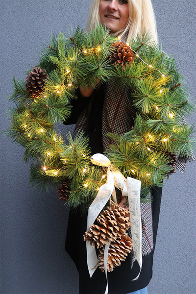 Simple Christmas, świąteczny wianek sosnowy