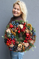 Wigilia Piernikowa, świąteczny wianek z suszem