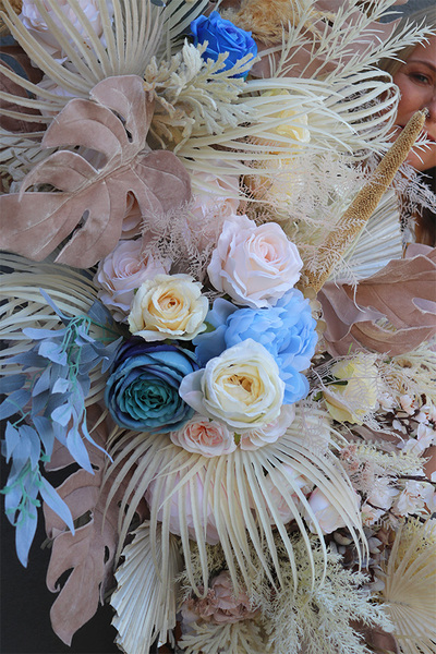 Boho Wedding Blue, girlanda ze sztucznych roślin z suszem