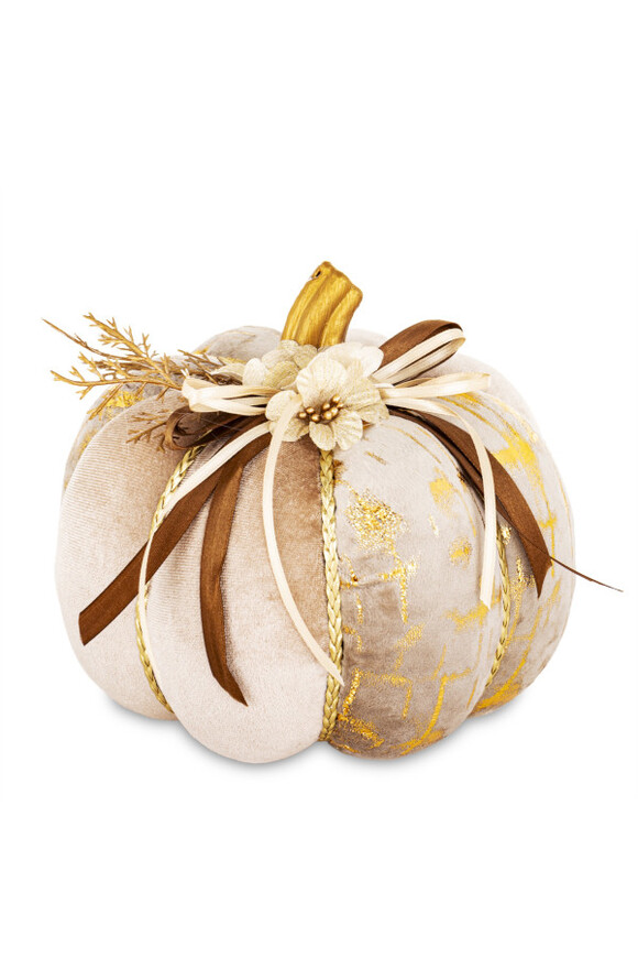 dekoracyjna dynia, Pumpkin Autumn, welurowa A, wym.18x19x19cm
