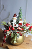 Gold Winter, świąteczny stroik z mikołajem i mysim królem