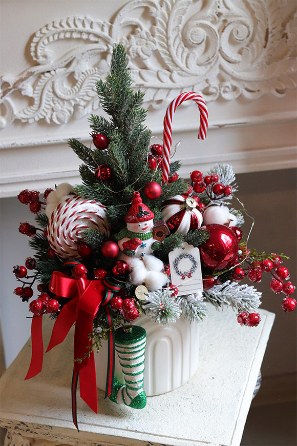 Lollypop Snowman, świąteczny stroik LED z choinką