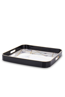 OD RĘKI Marble Retro, melaminowa taca ze wzorem, wym.34x34cm