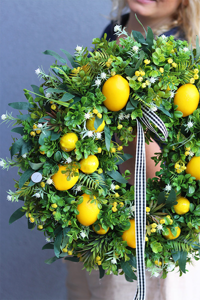 Citrones 4, zielony wianek na drzwi z owocami