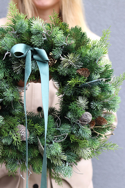Winteriana Green, zimowy wianek iglasty