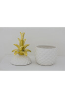 Ananas White&Gold, figurka ceramiczna / pojemnik, wym.25.5x12.5x12.5cm