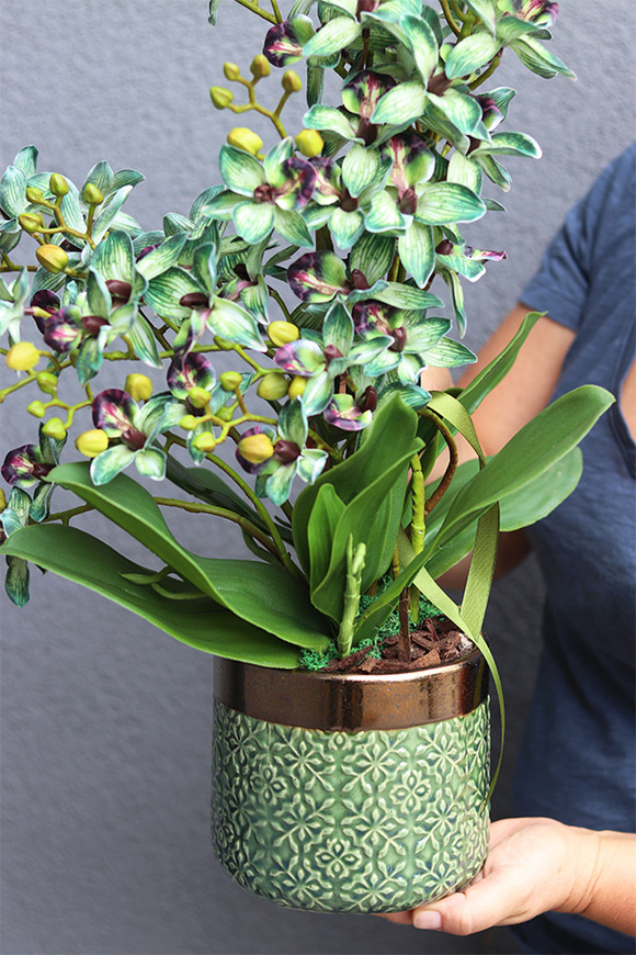 Selania Green, zielony sztuczny storczyk, wys.54cm