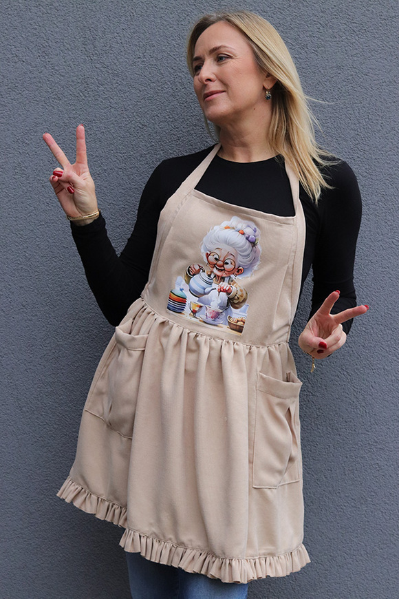 Christmas Kitchen, świąteczny fartuch kuchenny, beżowy